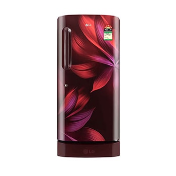 Front view of LG 210L Single Door Refrigerator, Base Stand Drawer, Smart Inverter Compressor, Scarlet Aurora, 5-Star GL-D231ASAU