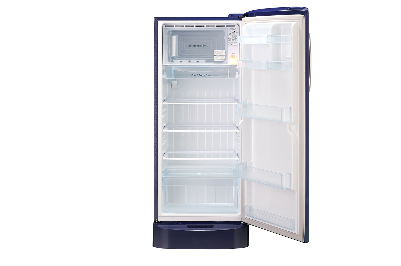 LG 224L, 5 Star, Smart Inverter Compressor, Smart Connect, With Base Stand Drawer, Blue Charm Finish, Direct Cool Single Door Refrigerator, GL-D241ABCU