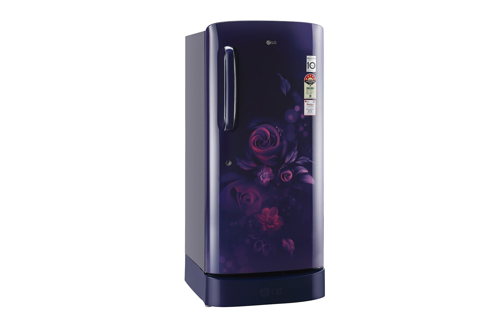 LG 224L, 4 Star, Smart Inverter Compressor, Smart Connect, With Base Stand Drawer, Blue Euphoria Finish, Direct Cool Single Door Refrigerator, GL-D241ABEY