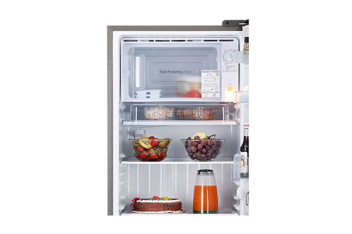 LG 224L Single Door Refrigerator, Base Stand Drawer, Smart Inverter Compressor, Smart Connect, Shiny Steel, 5 Star, GL-D241APZU