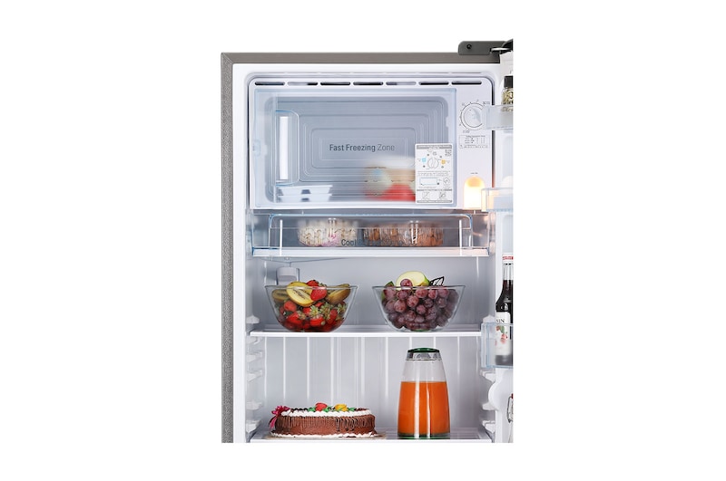 LG 224L Single Door Refrigerator, Base Stand Drawer, Smart Inverter Compressor, Smart Connect, Shiny Steel, 5 Star, GL-D241APZU