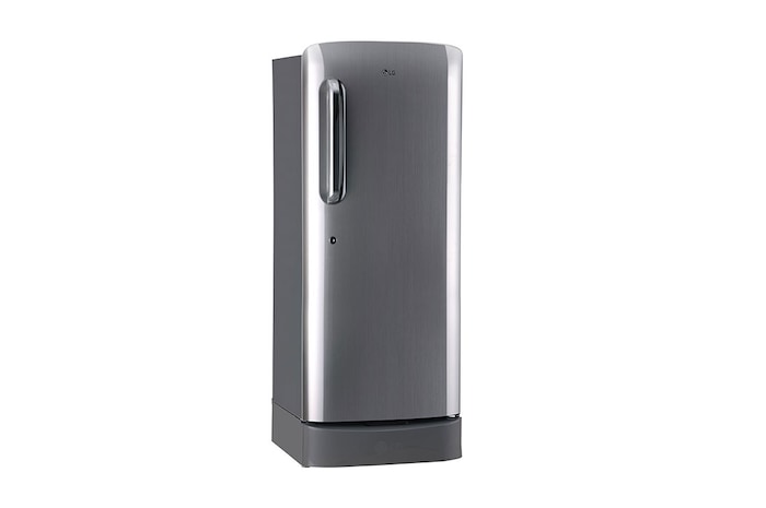 LG 224L Single Door Refrigerator, Base Stand Drawer, Smart Inverter Compressor, Smart Connect, Shiny Steel, 5 Star, GL-D241APZU