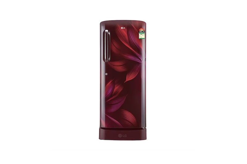 Front view of LG 224L Single Door Refrigerator, Smart Inverter Compressor with Base Stand Drawer, Scarlet Aurora, 5 Star GL-D241ASAU