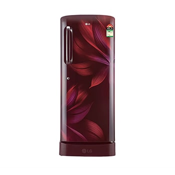 Front view of LG 224L Single Door Refrigerator, Smart Inverter Compressor with Base Stand Drawer, Scarlet Aurora, 5 Star GL-D241ASAU