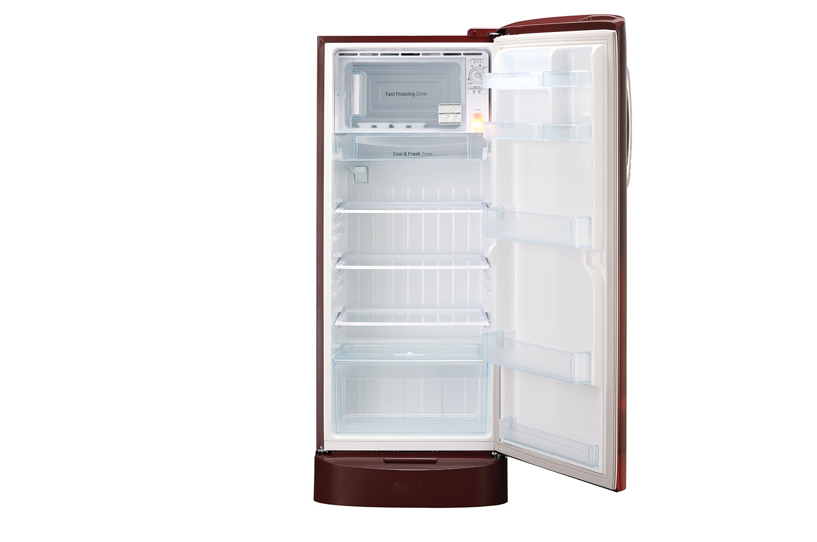 LG 224L, 4 Star, Smart Inverter Compressor, Smart Connect, With Base Stand Drawer, Scarlet Charm Finish, Direct Cool Single Door Refrigerator, GL-D241ASCY