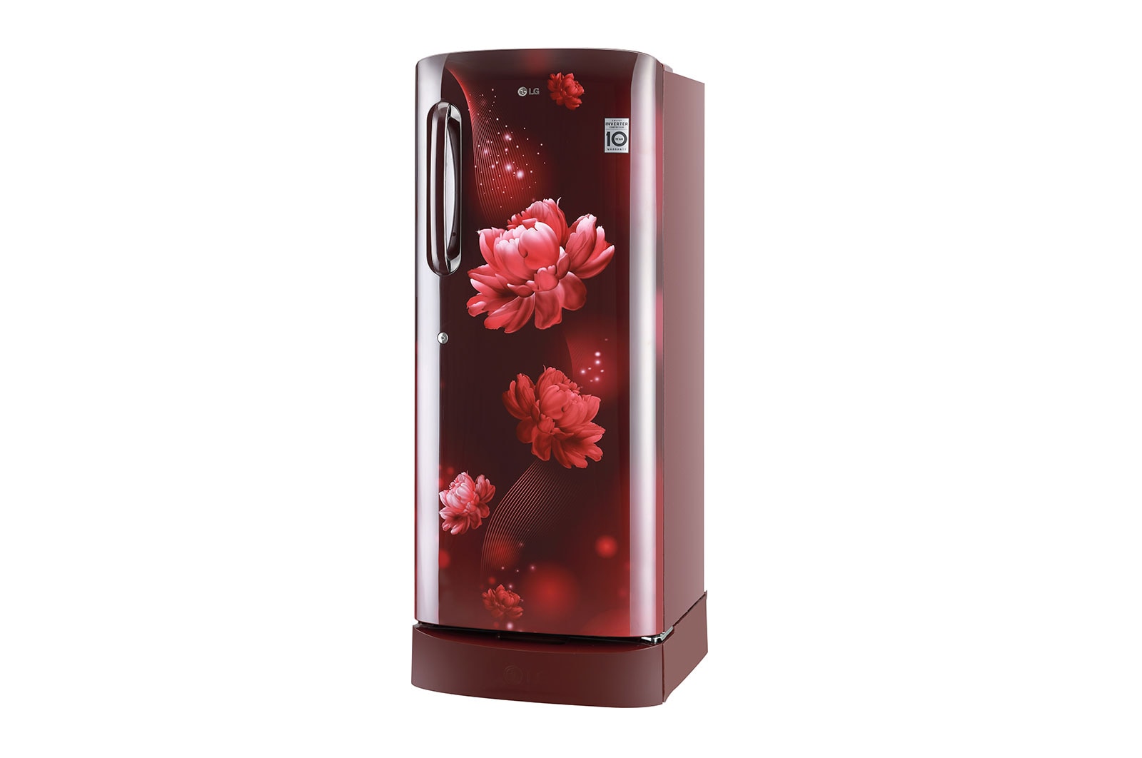 LG 224L, 4 Star, Smart Inverter Compressor, Smart Connect, With Base Stand Drawer, Scarlet Charm Finish, Direct Cool Single Door Refrigerator, GL-D241ASCY