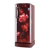 LG 224L, 4 Star, Smart Inverter Compressor, Smart Connect, With Base Stand Drawer, Scarlet Charm Finish, Direct Cool Single Door Refrigerator, GL-D241ASCY