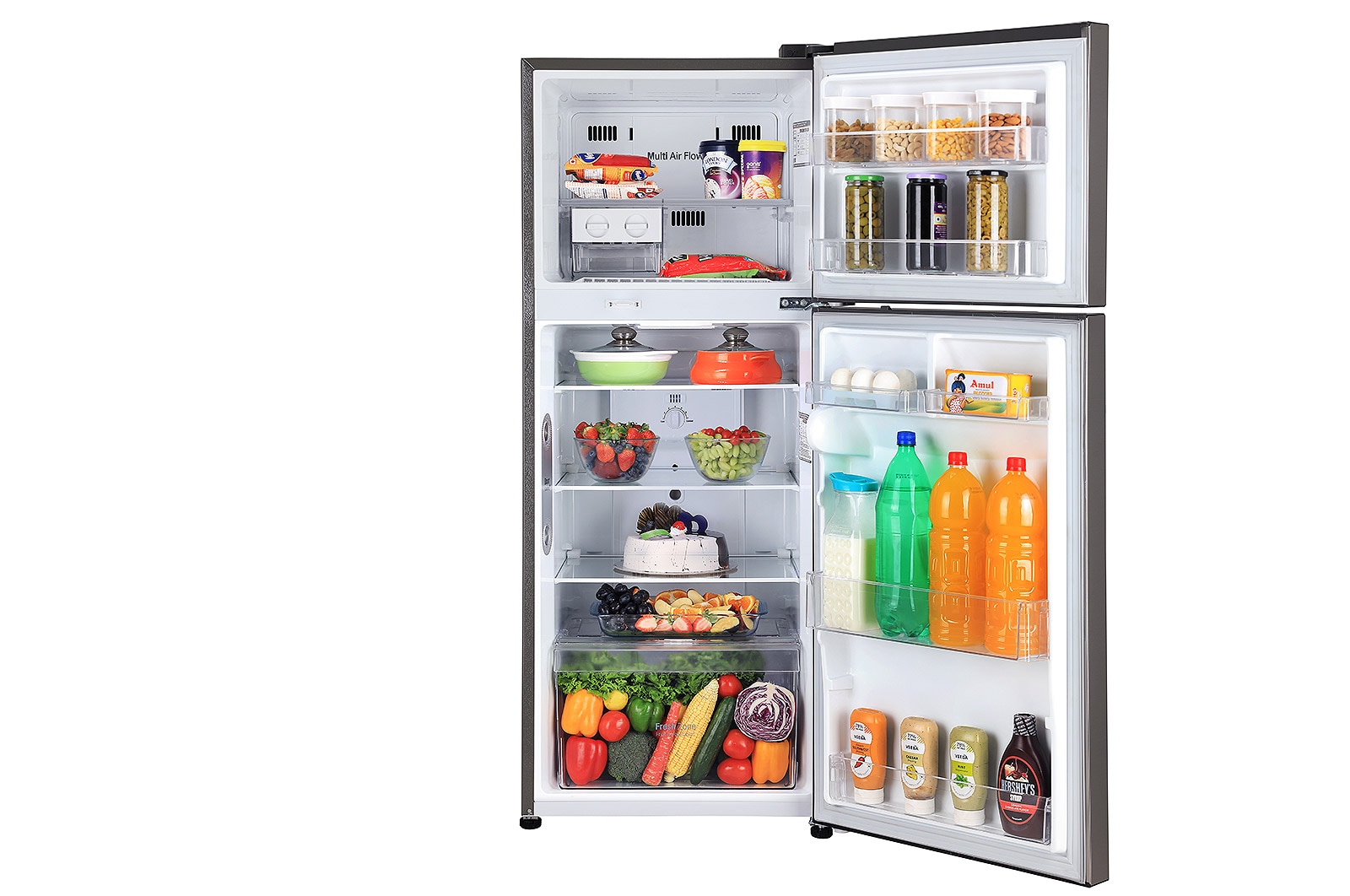 LG 242L Double Door Refrigerator with Door Cooling+™, Smart Diagnosis™, Multi Air Flow, Shiny Steel Finish, 3 Star, GL-I292RPZX