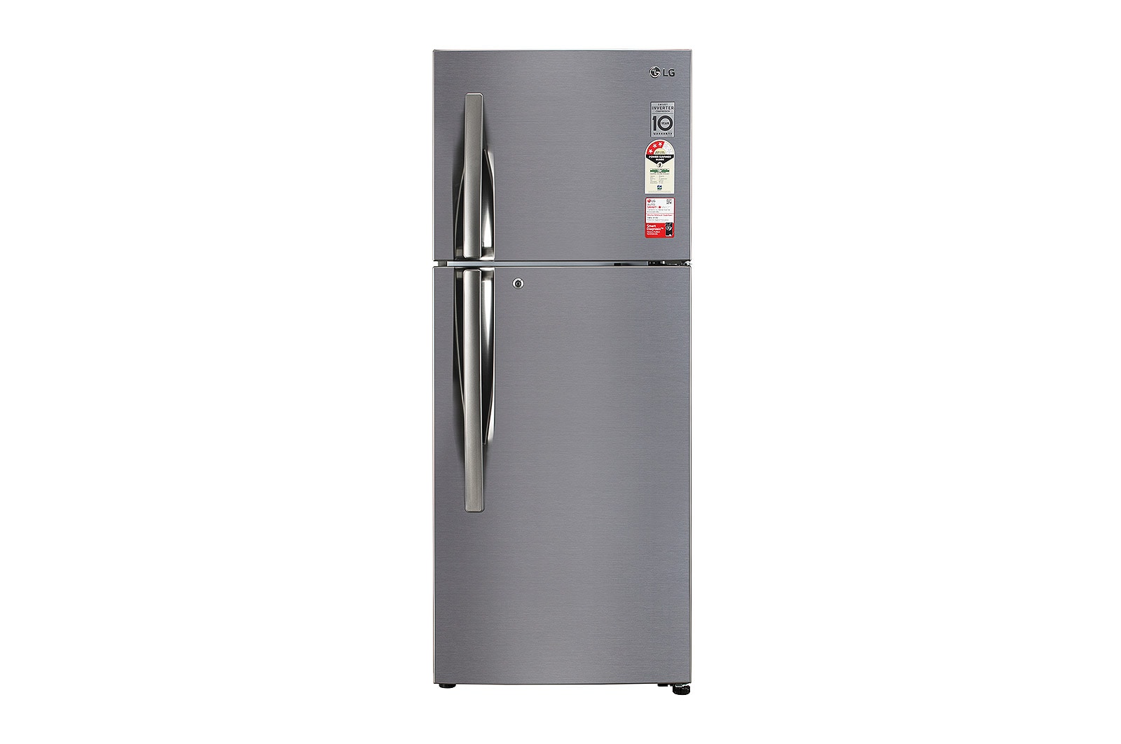 LG 242L, 3 Star, Smart Inverter Compressor, DoorCooling+™, Smart Diagnosis™, Shiny Steel Finish, Frost-Free Double Door Refrigerator, GL-I292RPZX