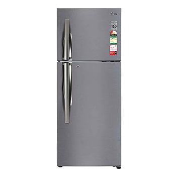 Front view of LG 242L Double Door Refrigerator, Door Cooling+™, Multi Air Flow, Shiny Steel, 2 Star GL-I292RPZY