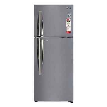 Front view of LG 242L Double Door Refrigerator with Door Cooling, Multi Air Flow, Smart Diagnostic, Shiny Steel Finish, 2 Star GL-I292RPZY