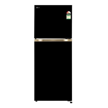 Front view of LG 225L Double Door Refrigerator with Smart Mode, Auto Smart Connect, Smart Inverter Compressor, Multi Air Flow, Onyx Black, 2 Star GL-N252YOBY