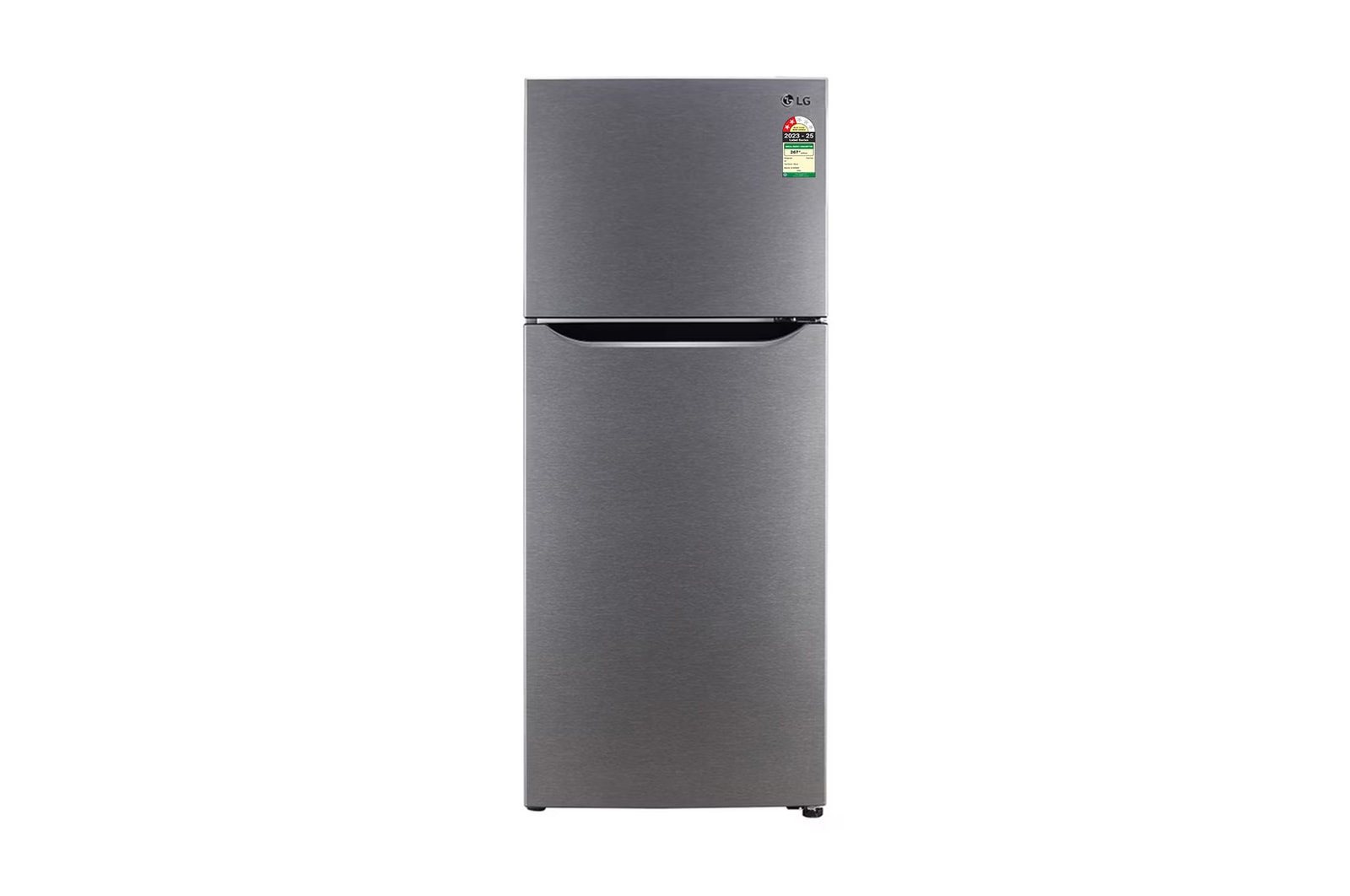 Front view of LG 242L, Smart Inverter Compressor, Dazzle Steel Finish, 2 Star (2025) / 1 Star (2026), 267 kWh/Year GL-N292BDSY