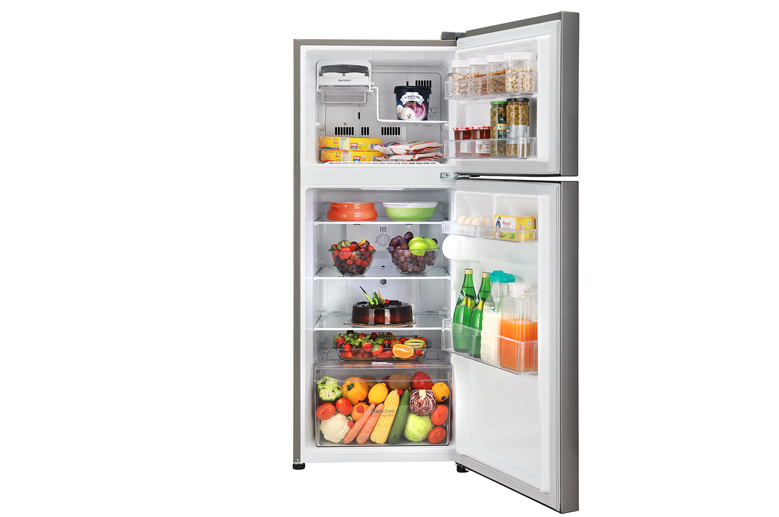 LG 242L, 2 Star, Smart Inverter Compressor, Dazzle Steel Finish, Frost-Free Double Door Refrigerator, GL-N292BDSY