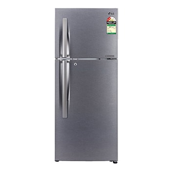 Front view of LG 242L, 2 Star, Smart Inverter Compressor, Dazzle Steel Finish, Frost-Free Double Door Refrigerator GL-N292RDSY