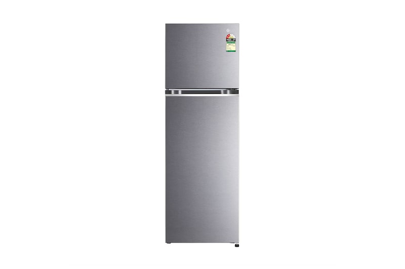 Front view of LG 272L Double Door Refrigerator, Smart Diagnosis™, Multi Air Flow, Dazzle Steel, 2 Star GL-N312SDSY