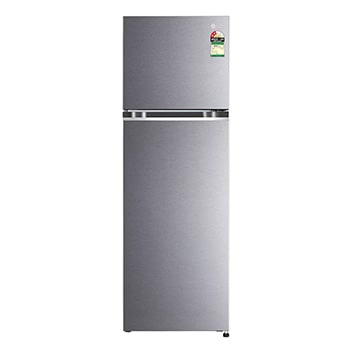 Front view of LG 272L Double Door Refrigerator, Smart Diagnosis™, Multi Air Flow, Dazzle Steel, 2 Star GL-N312SDSY