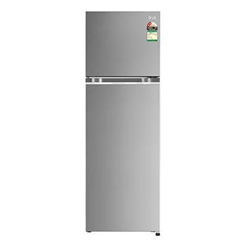 Front view of LG 272L Double Door Refrigerator, Smart Diagnosis™, Smart Inverter Compressor, Shiny Steel, 2 Star GL-N312SPZY