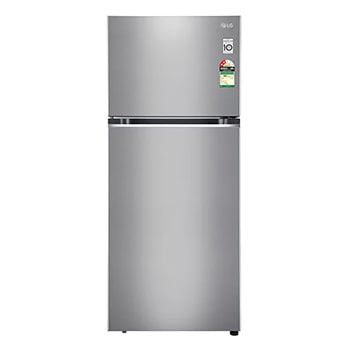 Front view of LG 343L Double Door Refrigerator, Smart Inverter Compressor, Multi Air Flow, Dazzle Steel Finish, 2 Star GL-N382SDSY