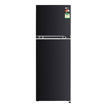 Front view of LG 246L Double Door Refrigerator, Convertible, Multi Air Flow, Auto Smart Connect™, Ebony Sheen Finish, 3 Star GL-S262SESX