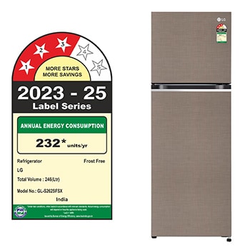 LG 242 L Double Door Refrigerator, Convertible, Smart Diagnosis™, Fawn Steel, 3-Star, GL-S262SFSX