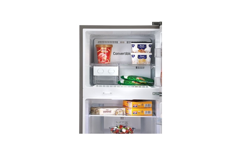 LG 260L Double Door Refrigerator, Convertible, Shiny Steel Finish, 2 Star, GL-S292RPZY