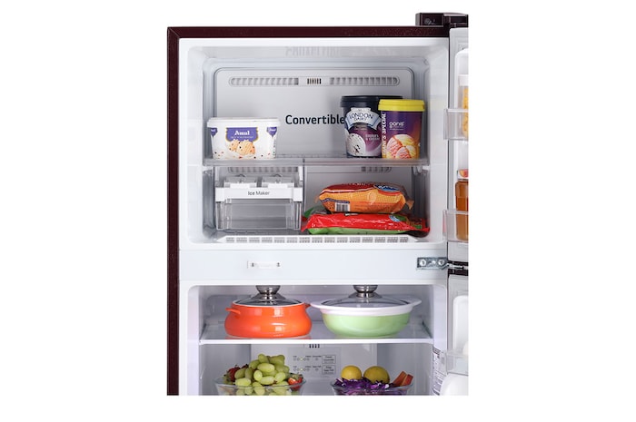 LG 240L Double Door Refrigerator, Convertible, Scarlet Charm Finish, 2 Star, GL-S292RSCY