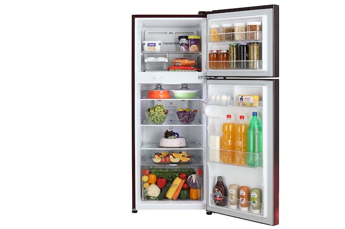 LG 240L Double Door Refrigerator, Convertible, Scarlet Charm Finish, 2 Star, GL-S292RSCY