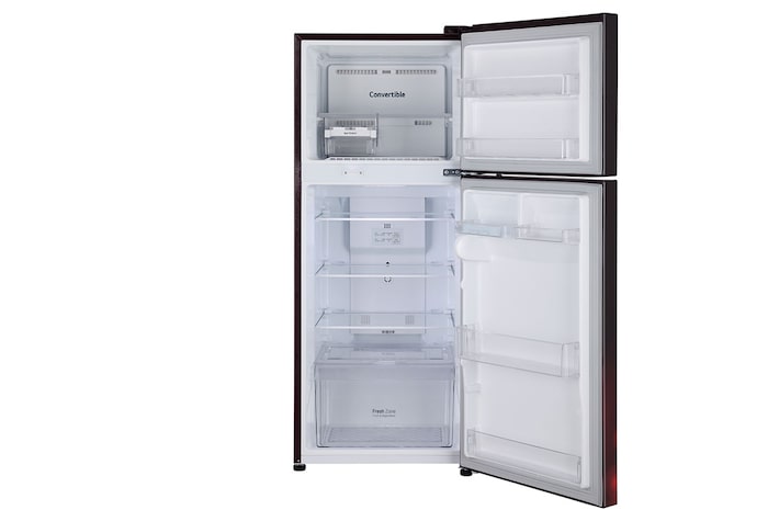 LG 240L Double Door Refrigerator, Convertible, Scarlet Charm Finish, 2 Star, GL-S292RSCY