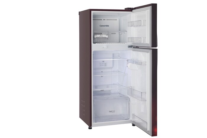 LG 240L Double Door Refrigerator, Convertible, Scarlet Charm Finish, 2 Star, GL-S292RSCY