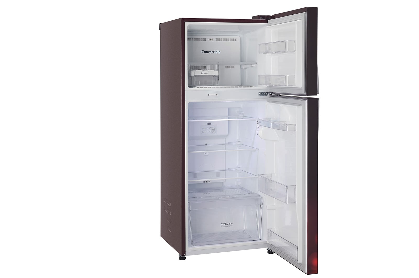 LG 240L Double Door Refrigerator, Convertible, Smart Diagnosis™, Scarlet Charm Finish, 2 Star, GL-S292RSCY