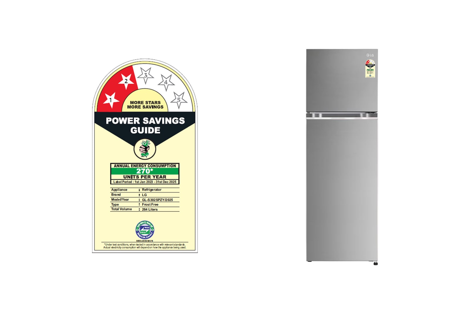 LG GL-S302SPZY double door refrigerator front view