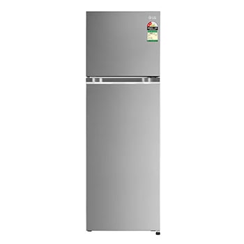 Front view of LG 264L, Double Door Refrigerator, Convertible, Smart Diagnosis™, Shiny Steel Finish, 2 Star GL-S302SPZY