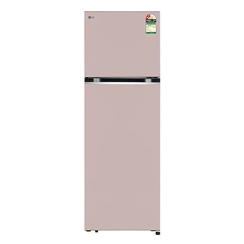 Front view of LG 272L Double Door Refrigerator, Convertible, Auto Smart Connect™, Clay Pink, 2 Star GL-S312SCPY