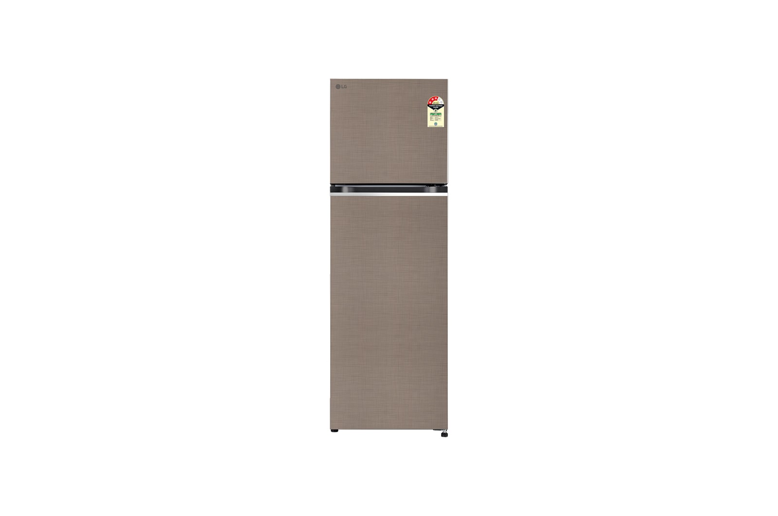 Front view of LG 272L Double Door Refrigerator, Convertible, Multi Air Flow, Shiny Steel, 2 Star GL-S312SFSX