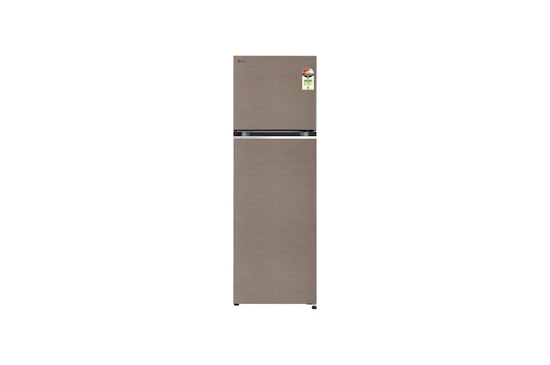 Front view of LG 272L Double Door Refrigerator, Convertible, Multi Air Flow, Shiny Steel, 2 Star GL-S312SFSX