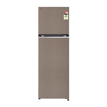 Front view of LG 272L Double Door Refrigerator, Convertible, Multi Air Flow, Shiny Steel, 2 Star GL-S312SFSX