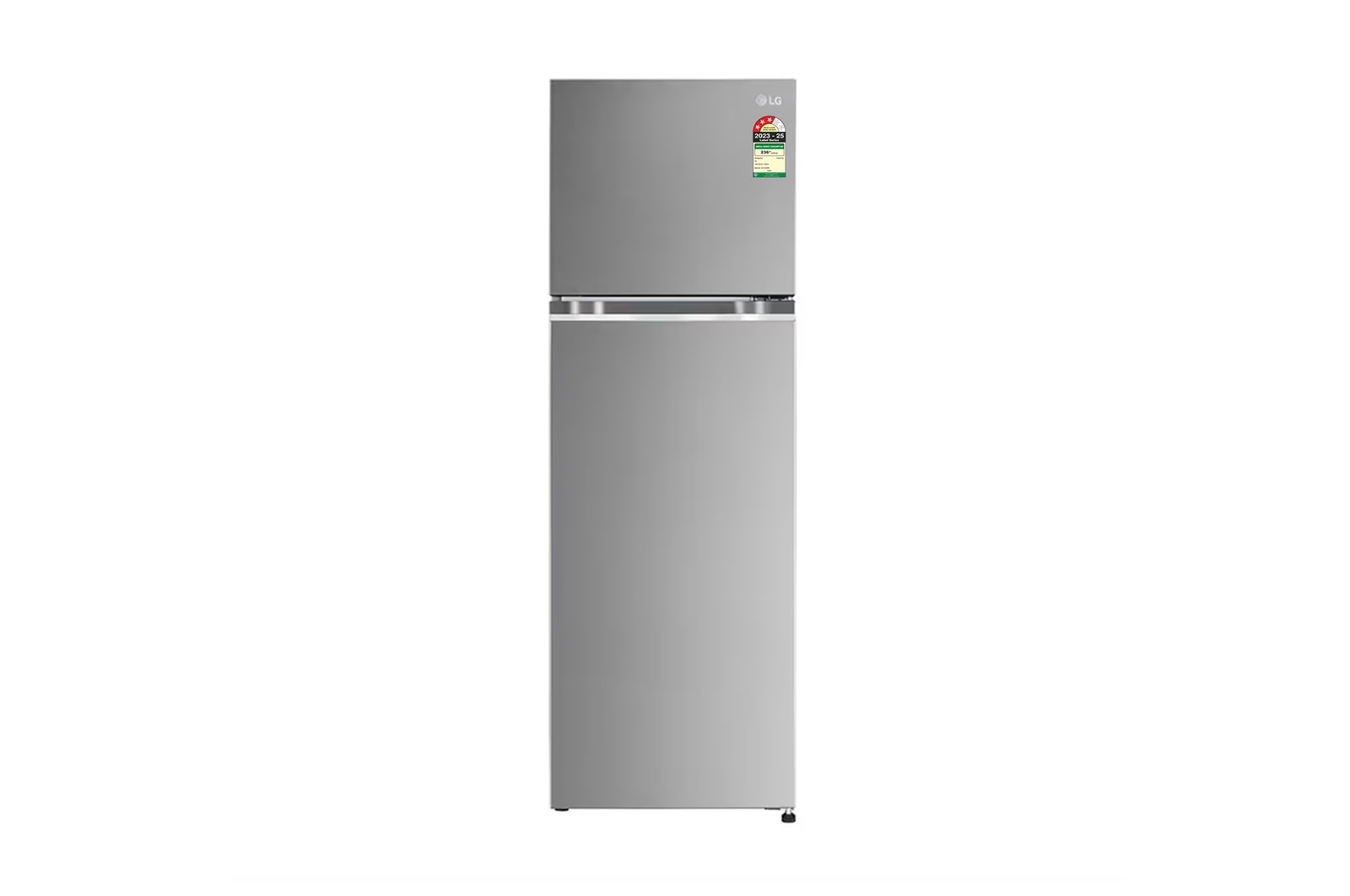 Front view of LG 272L Double Door Refrigerator, Convertible, Smart Diagnosis™, Shiny Steel Finish, 3 Star GL-S312SPZX