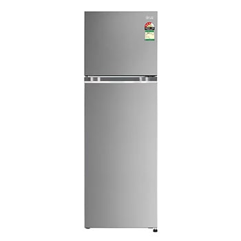 Front view of LG 272L Double Door Refrigerator, Convertible, Smart Diagnosis™, Shiny Steel Finish, 3 Star GL-S312SPZX