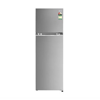 Front view of LG 272L Double Door Refrigerator, Convertible, Smart Diagnosis™, Shiny Steel, 2 Star GL-S312SPZY