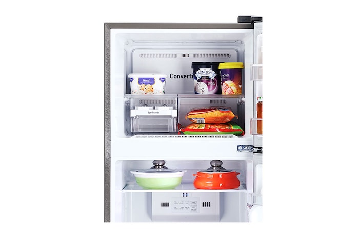 LG 288L Double Door Refrigerator, Smart Inverter Compressor, Convertible, Shiny Steel Finish, 2 Star, GL-S322SPZY