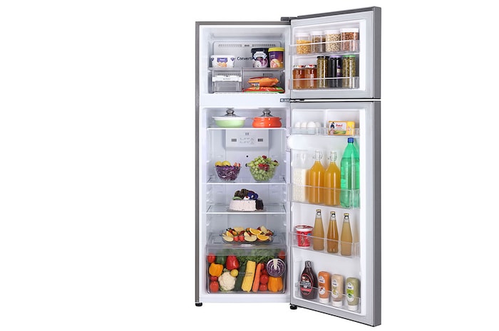 LG 288L Double Door Refrigerator, Smart Inverter Compressor, Convertible, Shiny Steel Finish, 2 Star, GL-S322SPZY