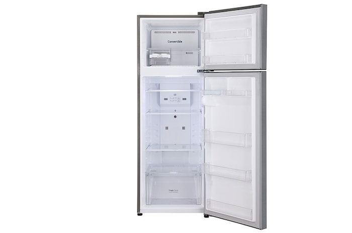 LG 288L Double Door Refrigerator, Smart Inverter Compressor, Convertible, Shiny Steel Finish, 2 Star, GL-S322SPZY