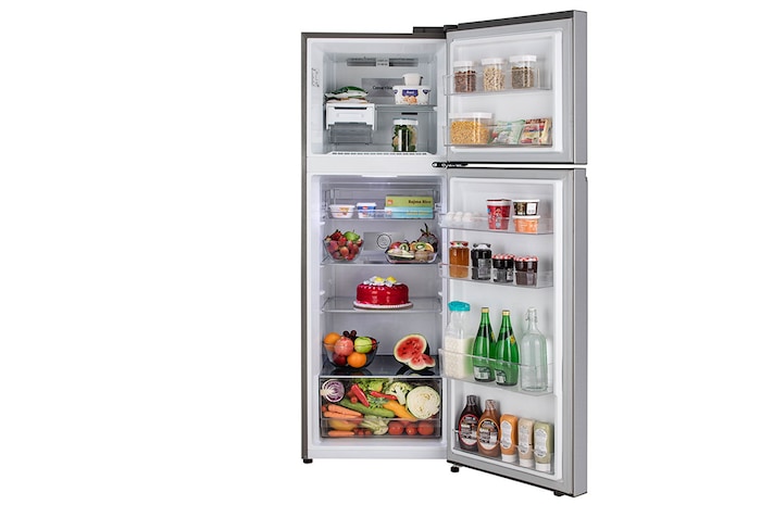 LG 322L, Double Door Refrigerator, Smart Diagnosis™, Smart Inverter Compressor, Shiny Steel Finish, 2 Star, GL-S342SPZY