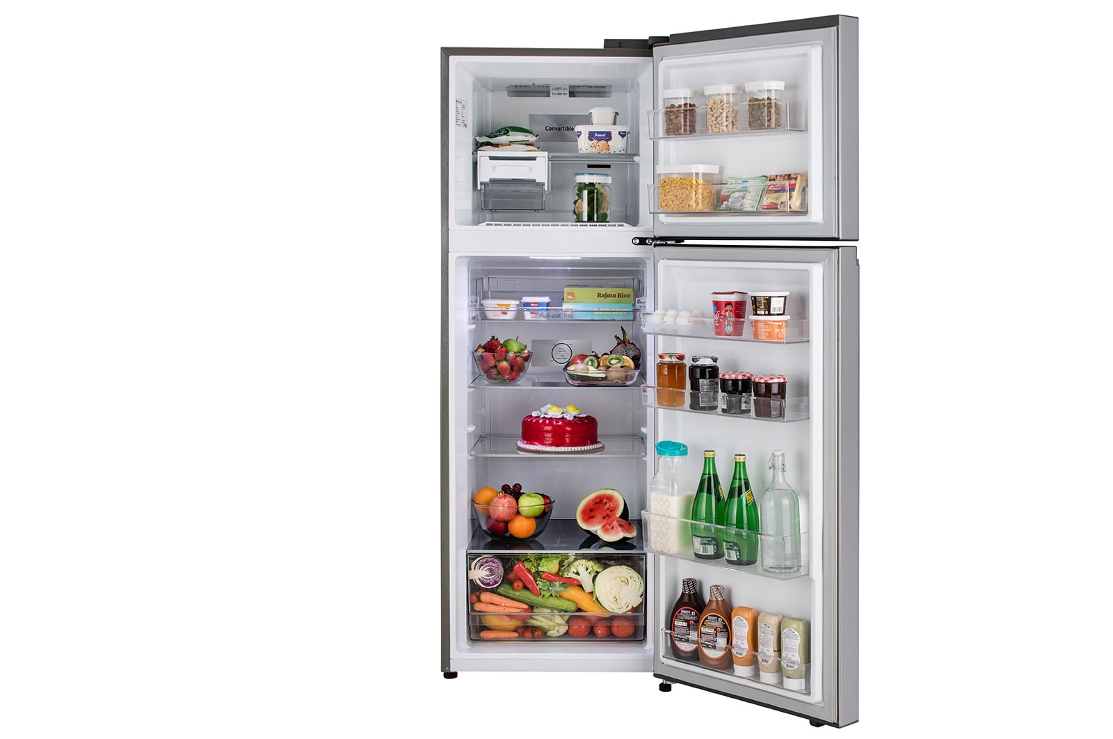 LG 322L, Double Door Refrigerator, Smart Diagnosis™, Smart Inverter Compressor, Shiny Steel Finish, 2 Star, GL-S342SPZY