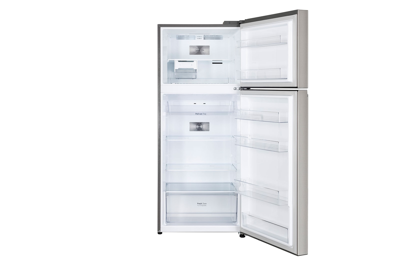 340 Litres Frost Free Refrigerator With Smart Inverter Compressor, Convertible Fridge, Smart Diagnosis™, Auto Smart Connect™, MOIST ‘N’ FRESH GL-S342SUSY Front View Bottom Door Open