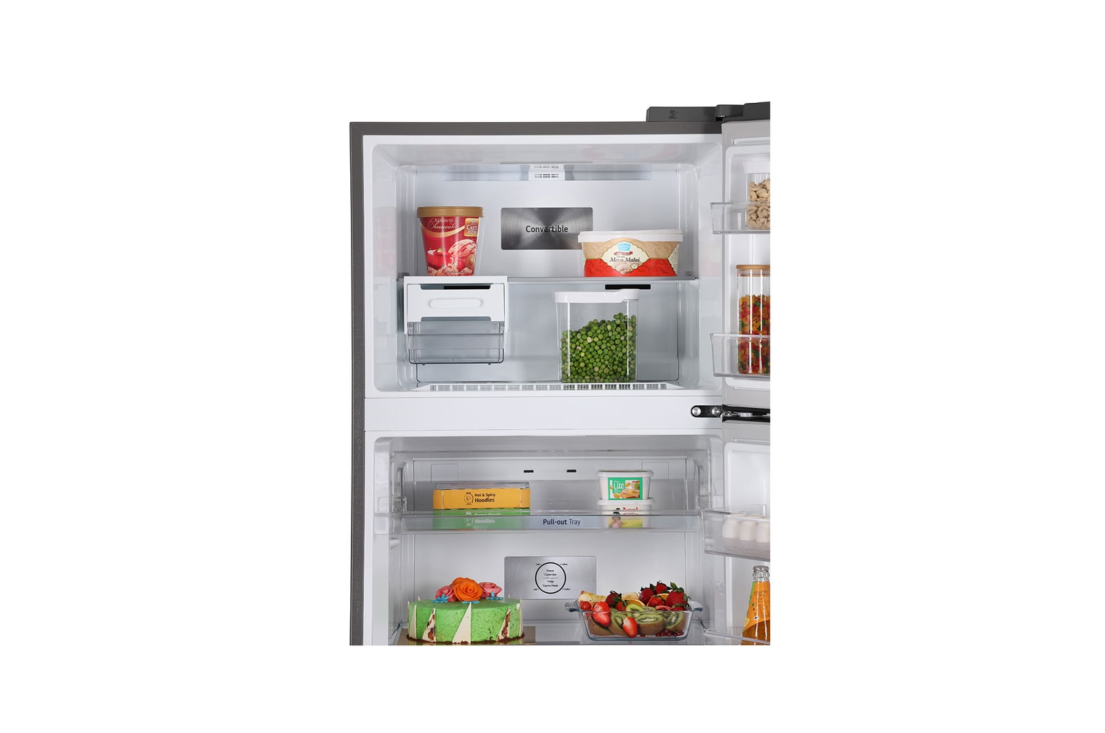 340 Litres Frost Free Refrigerator With Smart Inverter Compressor, Convertible Fridge, Smart Diagnosis™, Auto Smart Connect™, MOIST ‘N’ FRESH GL-S342SUSY Front View Door Open Without Content