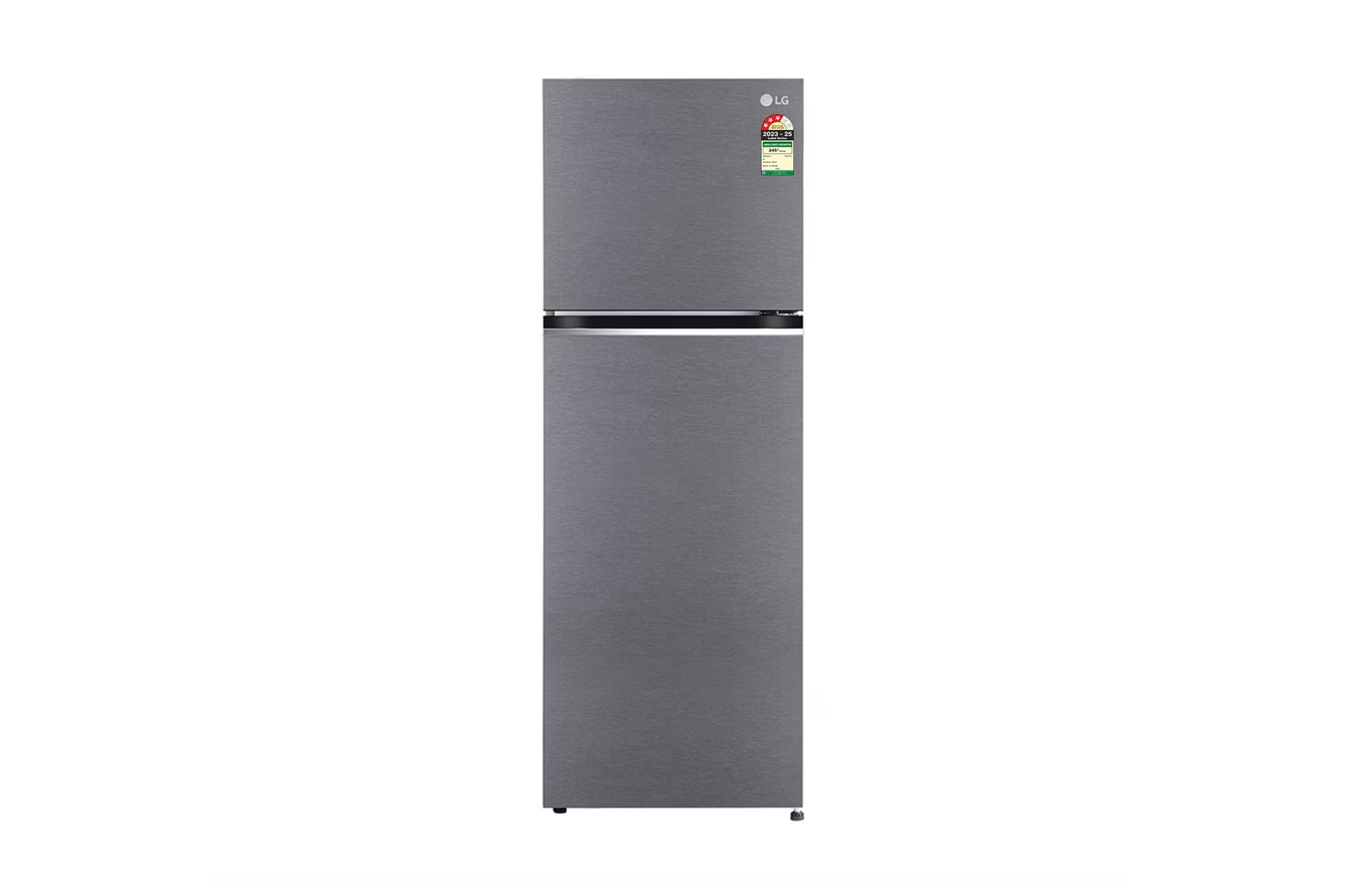 Front view of LG 343L, 3 Star, Smart Inverter Compressor, Convertible, Dazzle Steel Finish, Frost-Free Double Door Refrigerator GL-S382SDSX