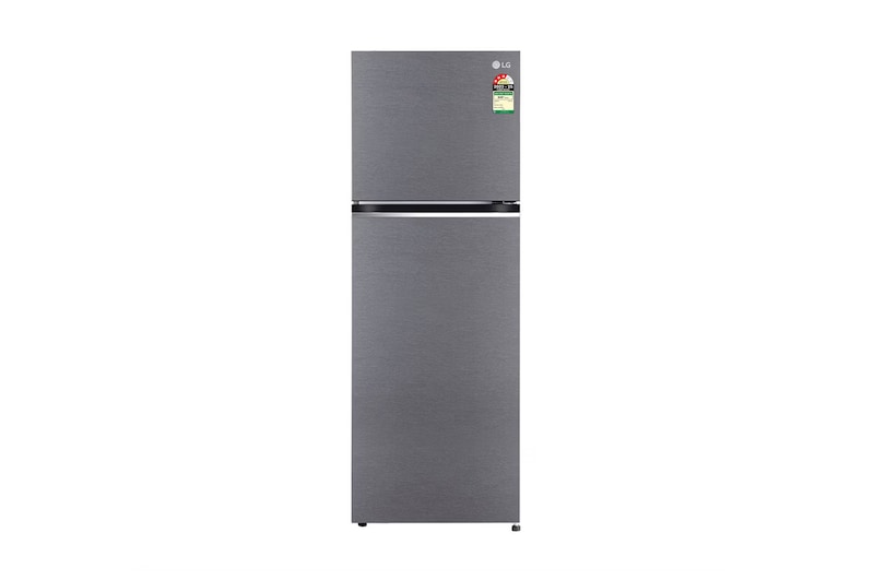 Front view of LG 343L, 3 Star, Smart Inverter Compressor, Convertible, Dazzle Steel Finish, Frost-Free Double Door Refrigerator GL-S382SDSX