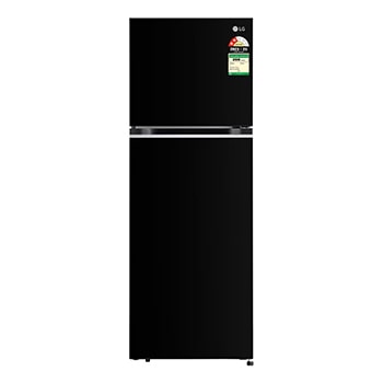 Front view of LG 380L Double Door Refrigerator, Convertible, Smart Diagnosis™, Ebony Sheen Finish, 2 Star GL-S412SESY